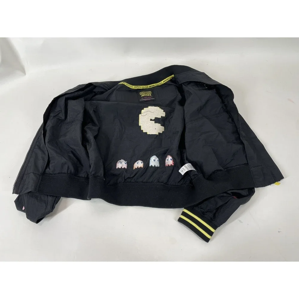 Pacman Justice Girls Mini Bomber Jacket Size L Black‎